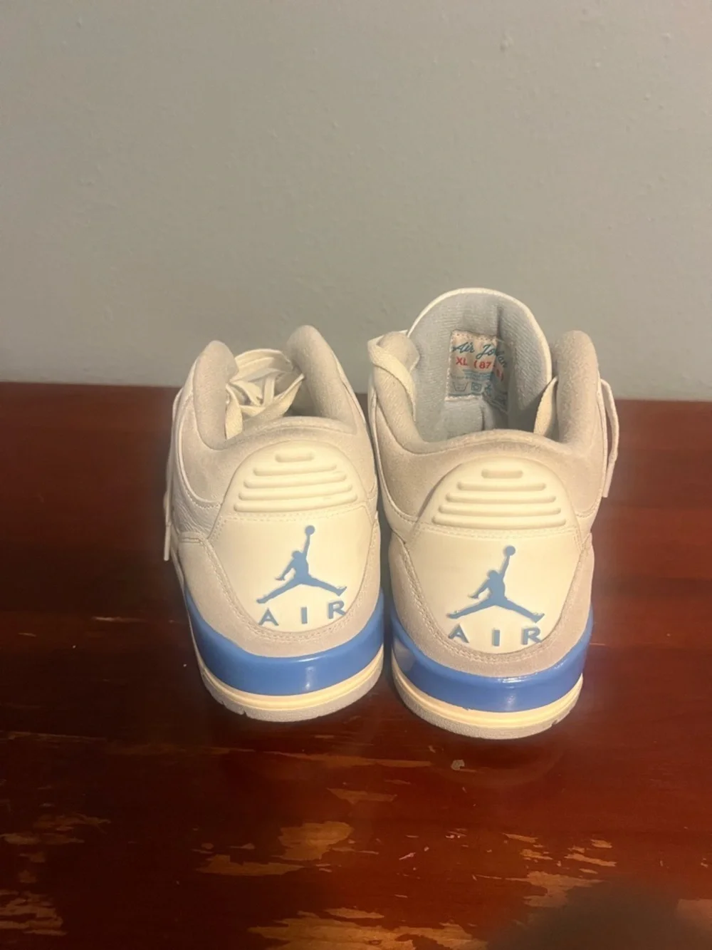 Jordan Men's White and Light Blue Athletic Shoes Air Jordan 3 Retro